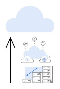 Data Migration to Cloud Computing Storage Solutions for Enhanced Security a.. 스톡 일러스트