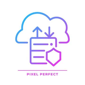 Data migration to cloud pixel perfect gradient linear vector icon Stock Illustration
