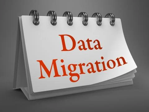 Data Migration Concept on Desktop Calendar. Stock Illustration
