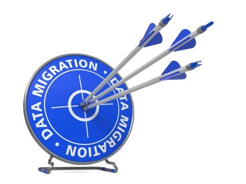 Data Migration Concept - Hit Blue Target. Stock Illustration