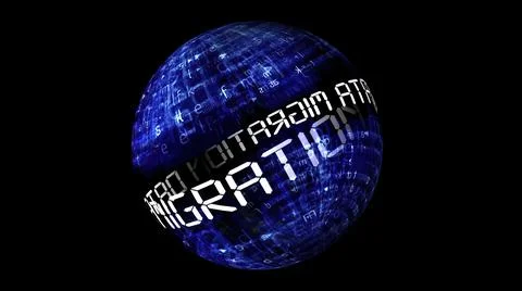 Data migration concept on rotating sphere Stock Illustration