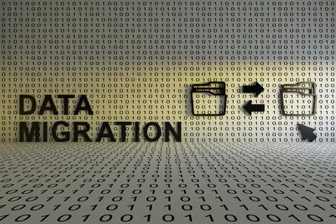 DATA MIGRATION concept text sunlight 3D illustration Stock Illustration