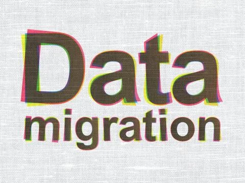 Data Migration on fabric texture background Stock Illustration