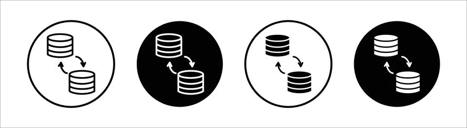 Data Migration flat line icon set. Data Migration Thin line illustration vect Stock Illustration