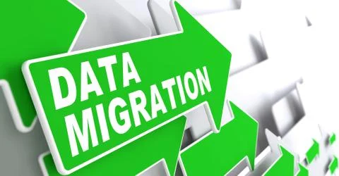 Data Migration on Green Arrow. Illustrazione stock