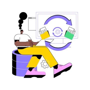 Data migration isolated cartoon vector illustrations. Stock Illustration