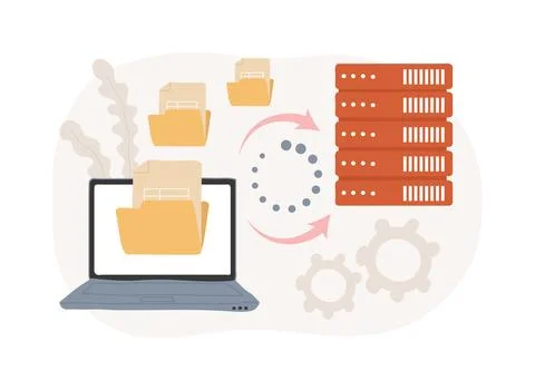 Data migration isolated cartoon vector illustrations. Stock Illustration