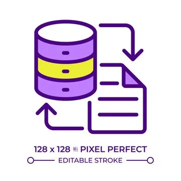 Data migration line color icon Stock Illustration