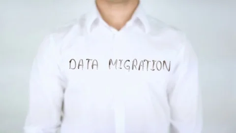Data Migration, Man Writing on Glass Stock Footage 77819218