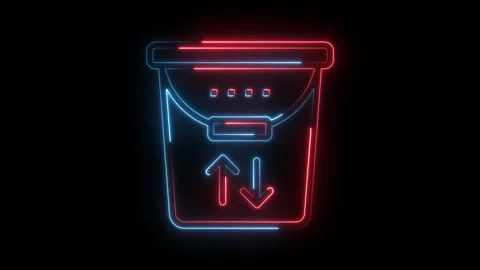 Data migration neon sign animated bucket with arrows abstract glowing light on Stock Footage 322989110