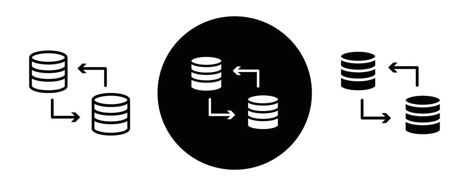 Data Migration outline icon collection or set. Data Migration Thin vector l.. Stock Illustration