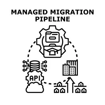Data migration pipeline concept for cloud technology Stock Illustration