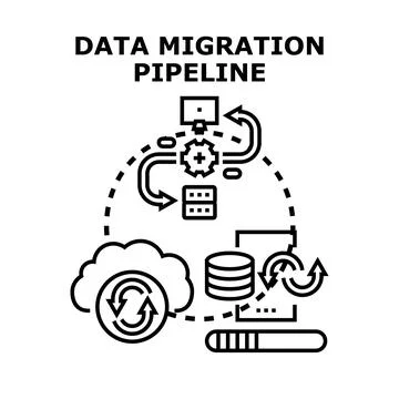 Data migration pipeline concept for digital transformation Stock Illustration