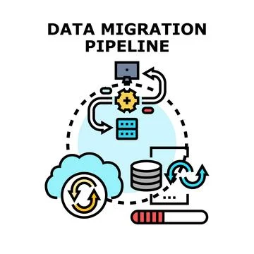 Data migration pipeline concept for digital transformation Stock Illustration
