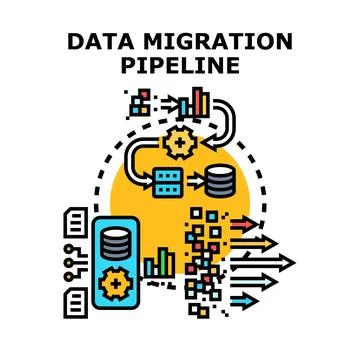 Data migration pipeline concept visualizing digital information transfer Stock Illustration