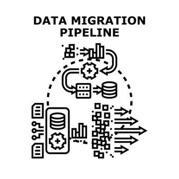 Data migration pipeline concept visualizing digital information transfer Stock Illustration