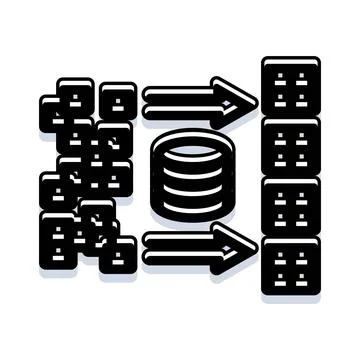 Data migration process with arrows transferring information Stock Illustration