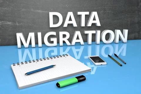 Data Migration text concept Stock Photos