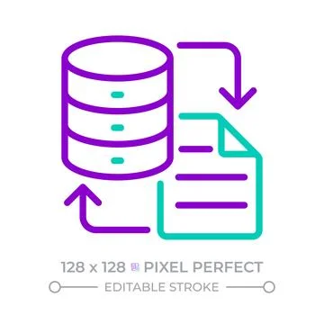 Data migration two color line icon Stock Illustration