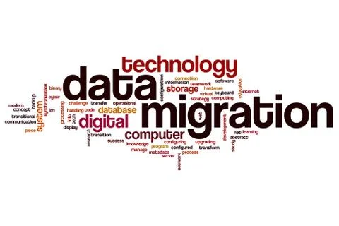 Data migration word cloud Stock Illustration