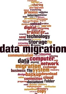 Data migration word cloud Stock Illustration