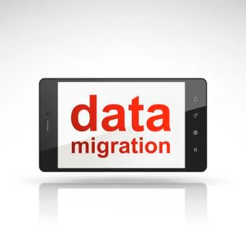 Data migration words on mobile phone Stock Illustration