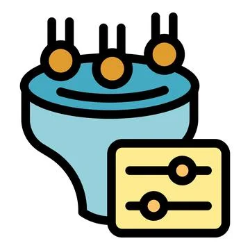 Data mining and filtering process with control panel showing settings Illustrazione stock