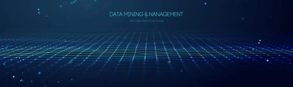 Data mining and management. Flow banner data transfer science illustration Stock Illustration