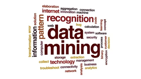 Data mining animated word cloud, text design animation. Stock Footage 74025643