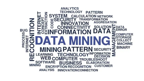 Data mining animated word cloud bounce, text design animation, seamless loop Stock Footage 347225554