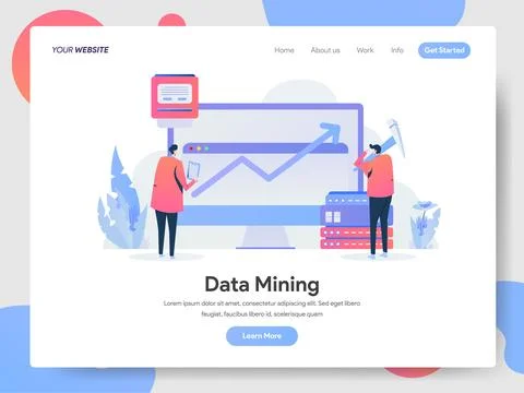 Data Mining banner of landing page 스톡 일러스트