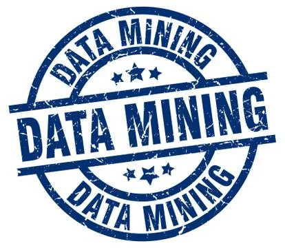 Data mining blue round grunge stamp Illustrazione stock