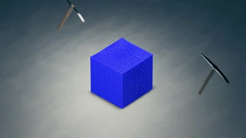 Data mining of computer information - A box hit by Electronic pickaxes and Stock Footage 160296103