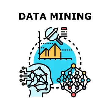 Data mining concept exploring information analysis and big data Illustrazione stock