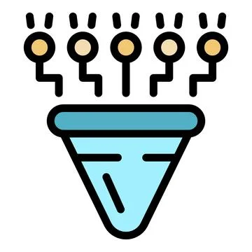 Data mining concept, filtering big data through funnel for analysis イラスト素材