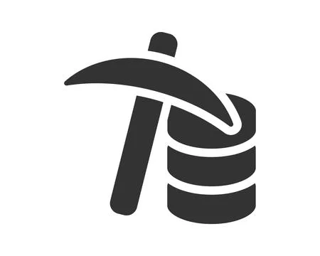 Data mining concept. Icon with pickaxe and database. Symbolizes data extrac.. Stock Illustration