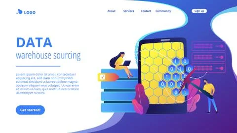 Data mining concept landing page. Stock Illustration