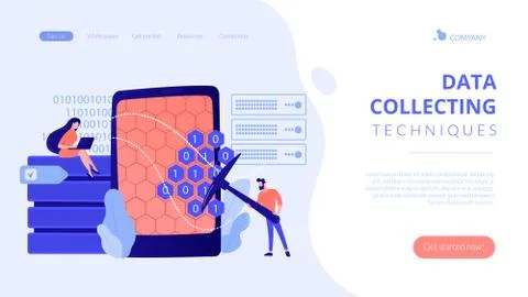 Data mining concept landing page. 스톡 일러스트