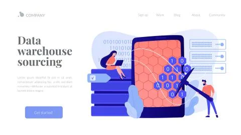 Data mining concept landing page. 스톡 일러스트