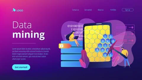 Data mining concept landing page. Stock Illustration