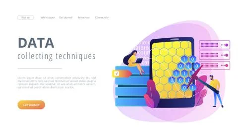 Data mining concept landing page. Stock Illustration