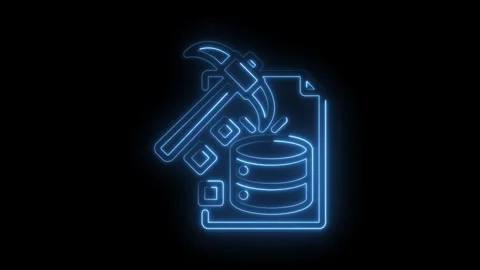 Data mining concept with neon light effect on black background visual Stock Footage 330781920