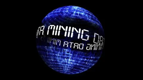 Data mining concept on rotating sphere Stock Illustration