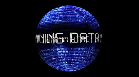 Data mining concept on rotating sphere Stock Illustration