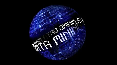 Data mining concept on rotating sphere Stock Illustration