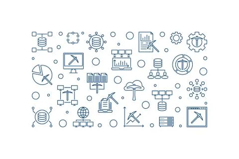 Data Mining concept vector linear horizontal illustration Stock Illustration