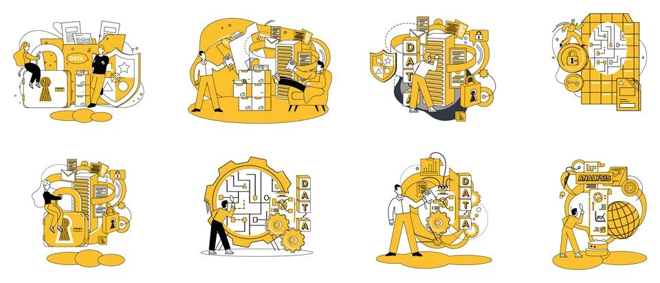 Data mining. Digital databases are treasure troves where valuable information is Stockillustratie