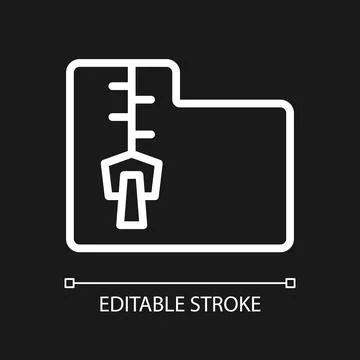 Data mining file archive white linear pixel perfect icon for dark theme Stock Illustration
