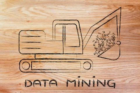 Data mining: funny digger extracting binary code Stockillustratie