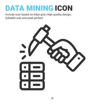 Data mining with hand icon vector with outline style isolated イラスト素材